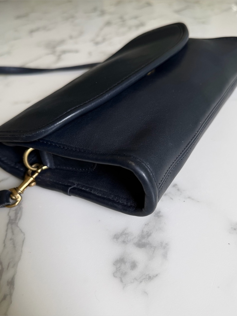 Coach Vintage Sterling Envelope Clutch Crossbody Bag 9945 Navy Blue Leather 90s - Picture 13 of 16